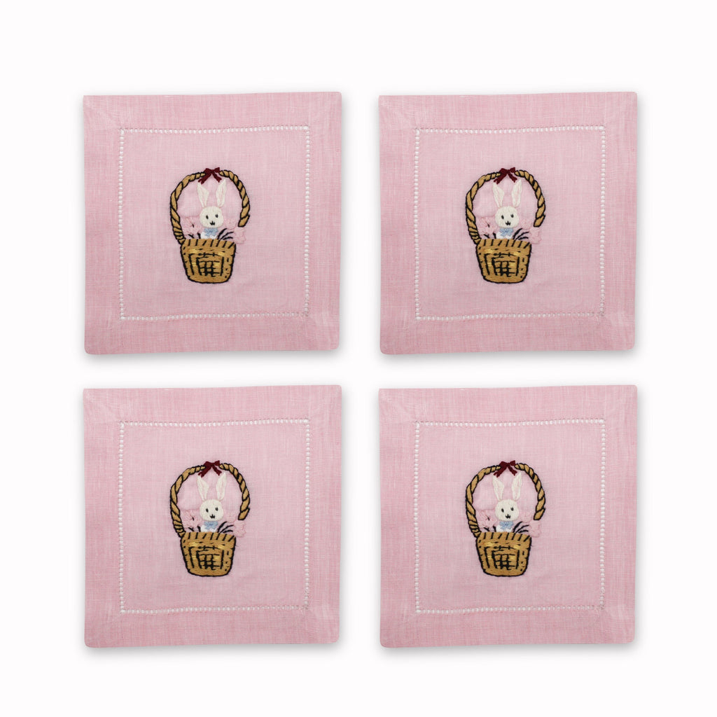 Bunny Basket Cocktail Napkins, Set of 4 Chefanie