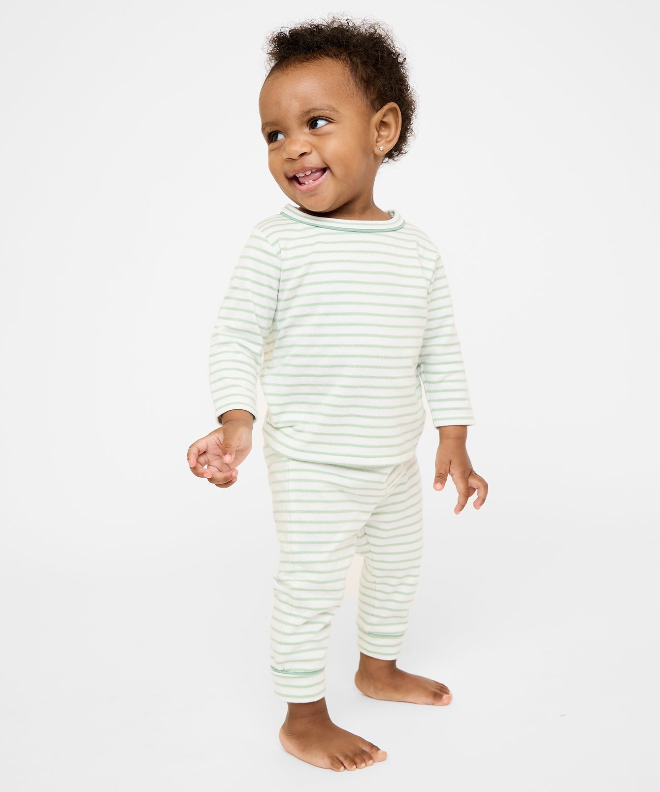 Edward Baby T-Shirt in Dusty Seafoam Mini Stripe