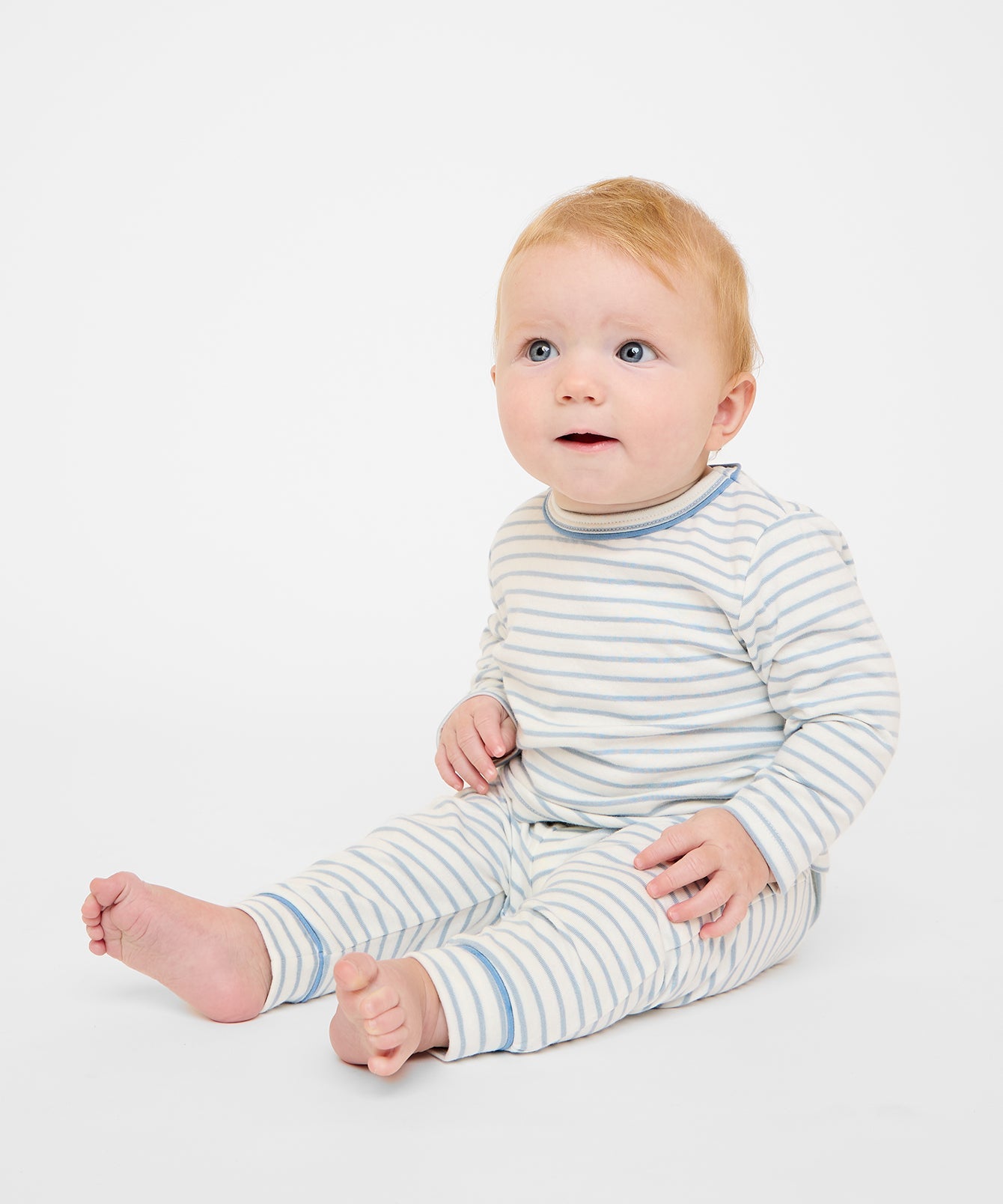 Edward Baby T-Shirt in Dusty Blue Mini Stripe