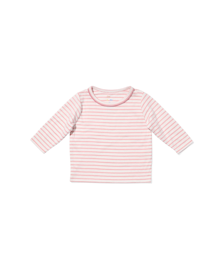 Edward Baby T-Shirt in Dusty Rose Mini Stripe