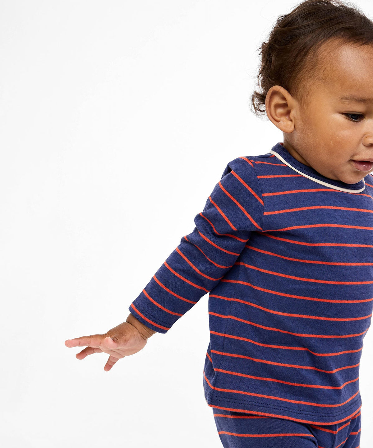 Edward Baby T-Shirt in Navy Fine Stripe