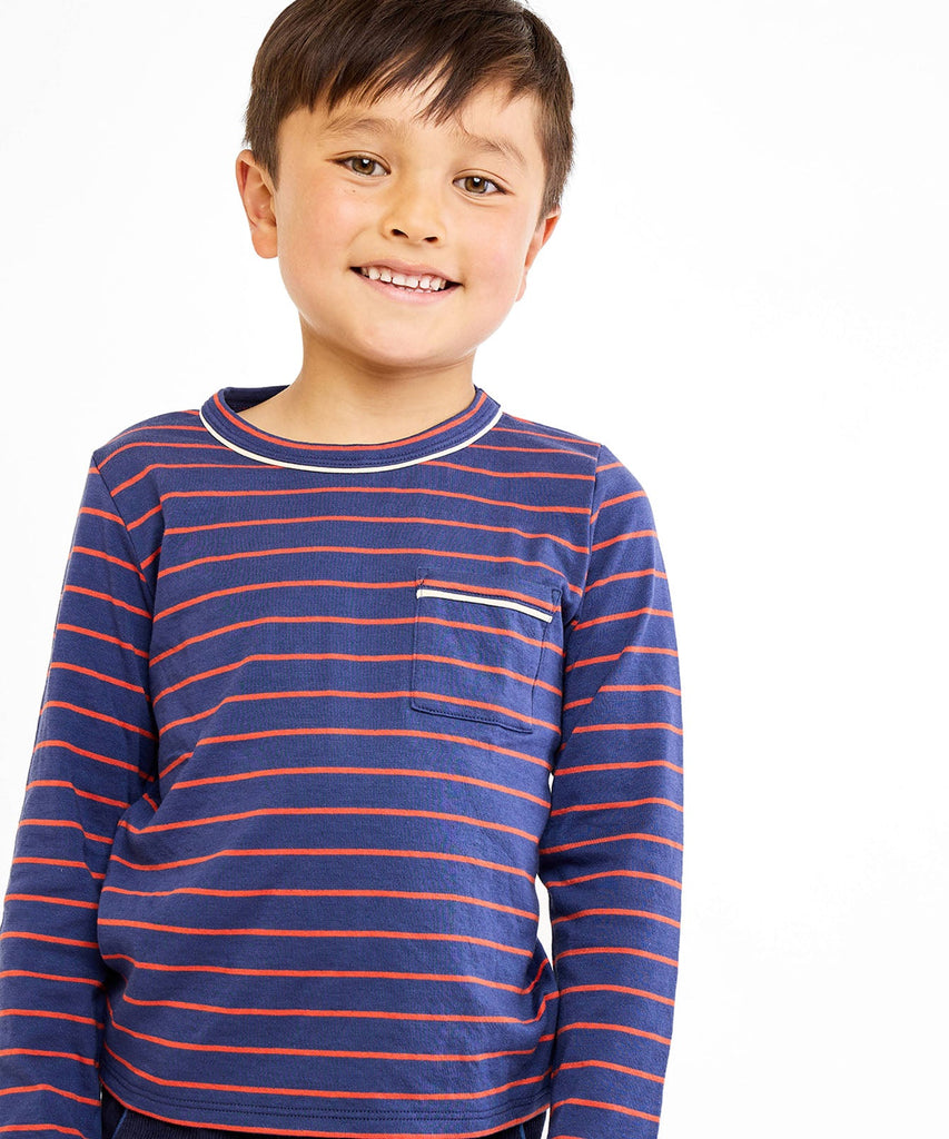 Edward T-Shirt in Navy Fine Stripe