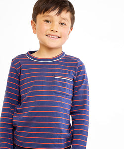 Edward T-Shirt in Navy Fine Stripe