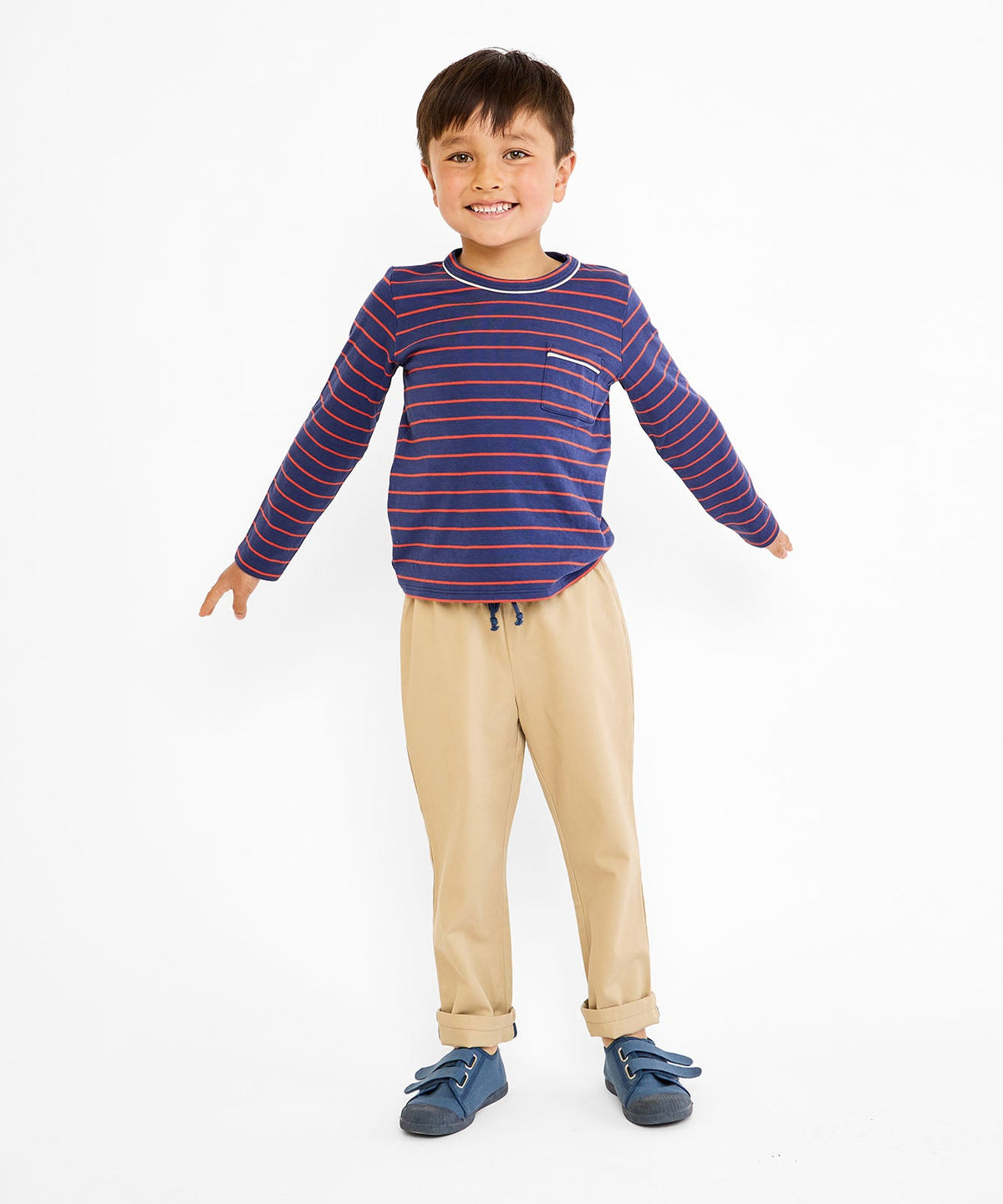 Edward T-Shirt in Navy Fine Stripe