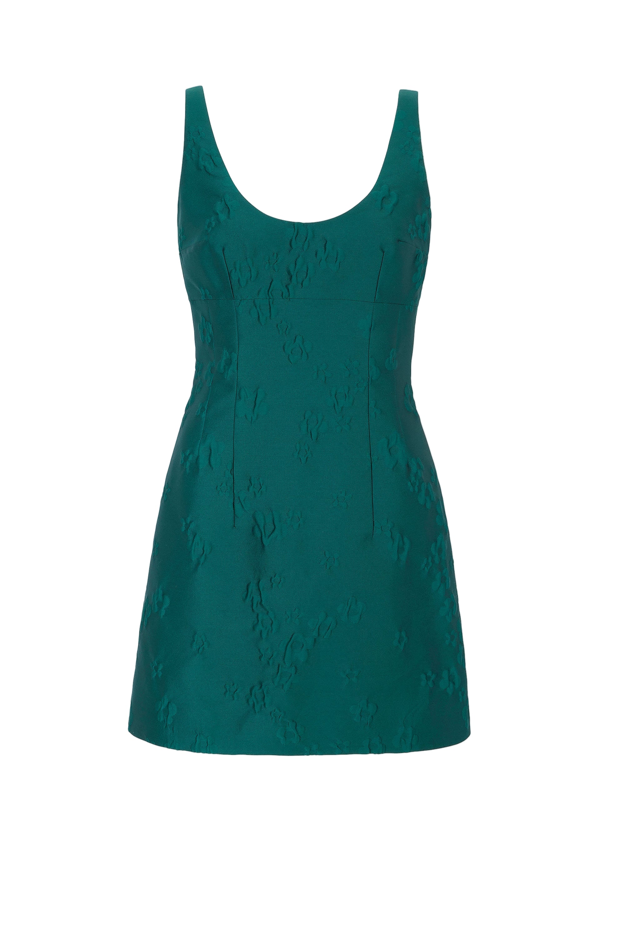 Einna Mini Dress in Emerald Green Ditsy Floral Jacquard