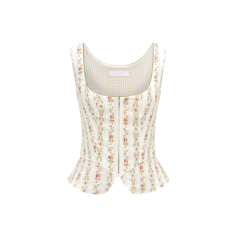Electra Bodice in Floral Stripe Print