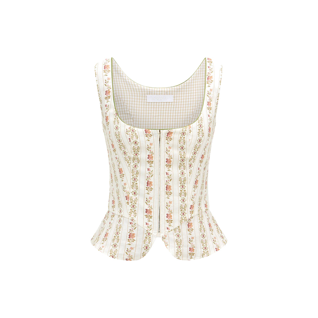 Electra Bodice in Floral Stripe Print
