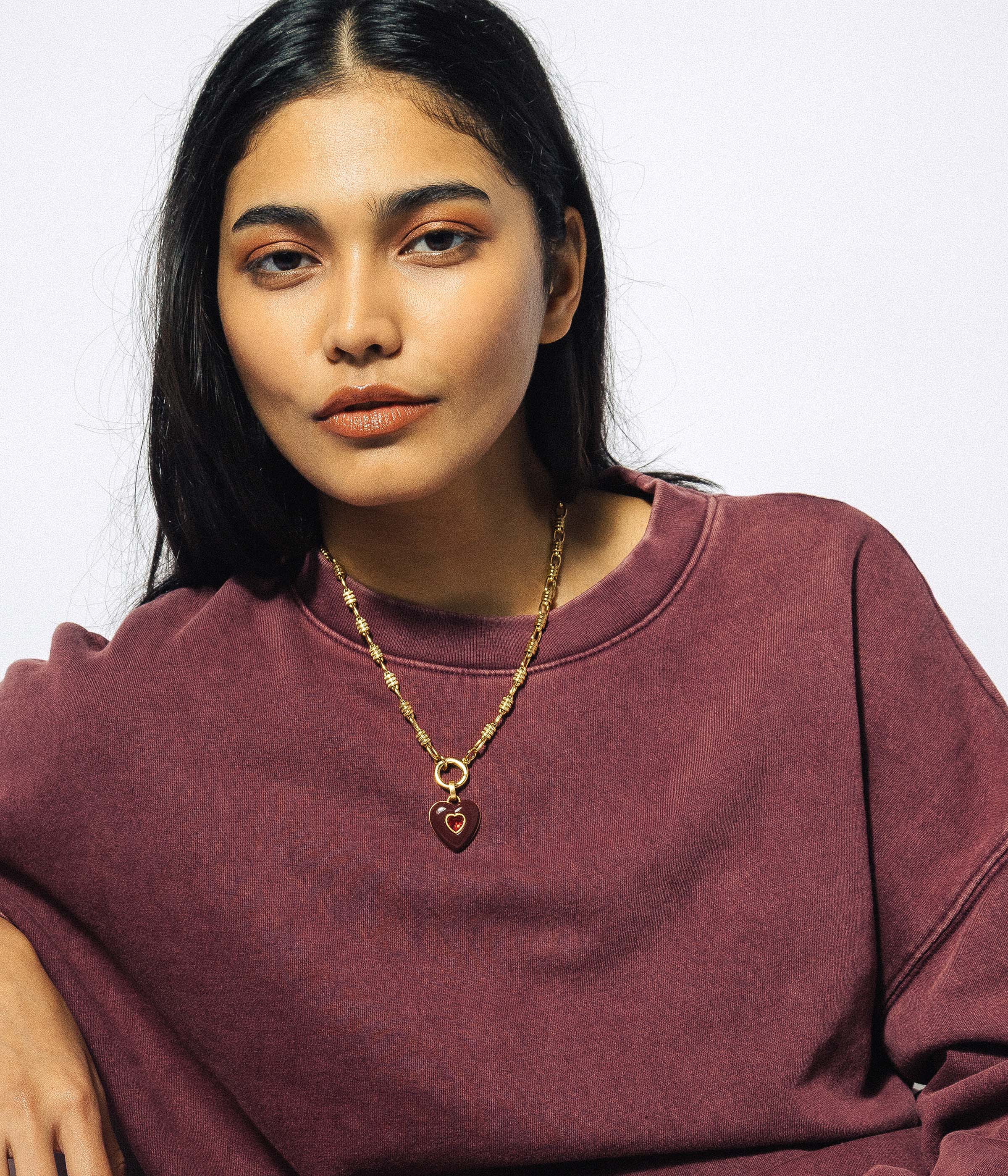 Elodie Heart Pendant in Oxblood