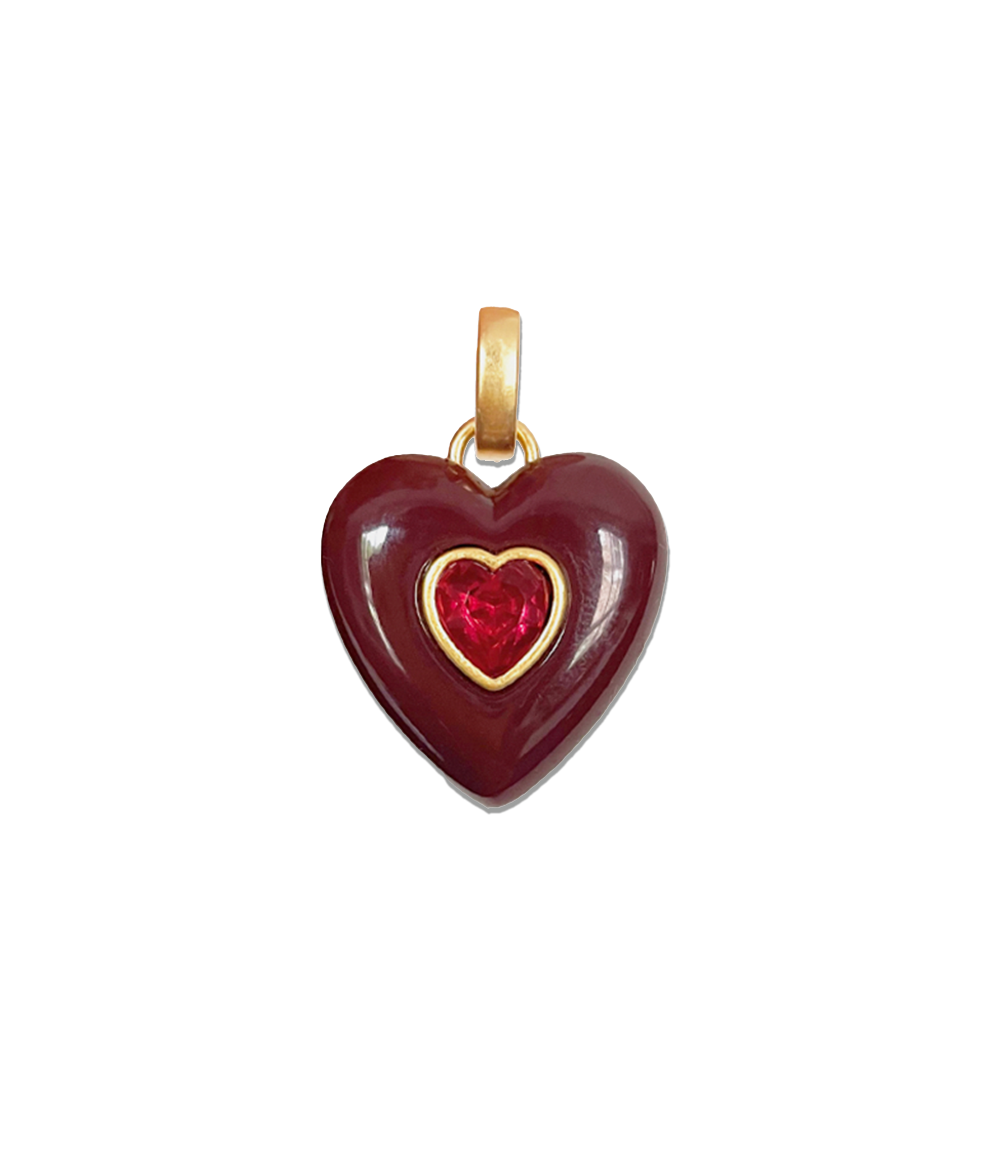 Elodie Heart Pendant in Oxblood