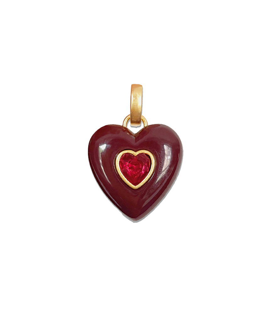 Elodie Heart Pendant in Oxblood