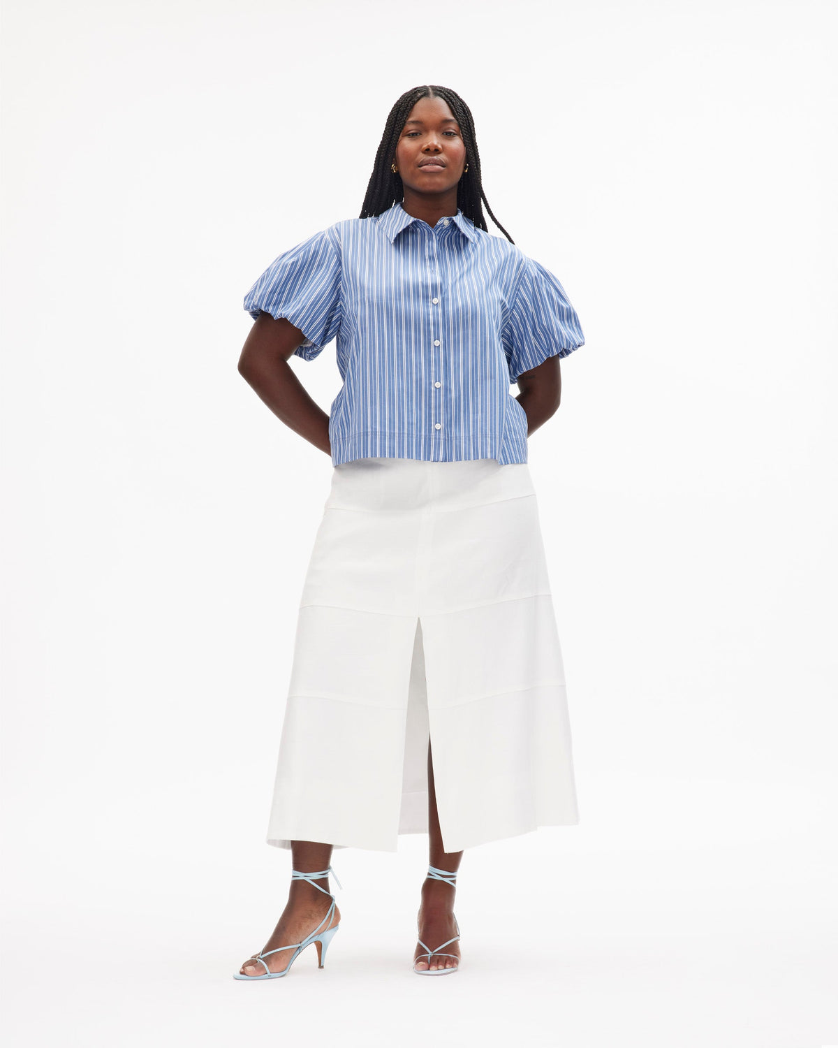 Elza Top in French Blue/White Multi