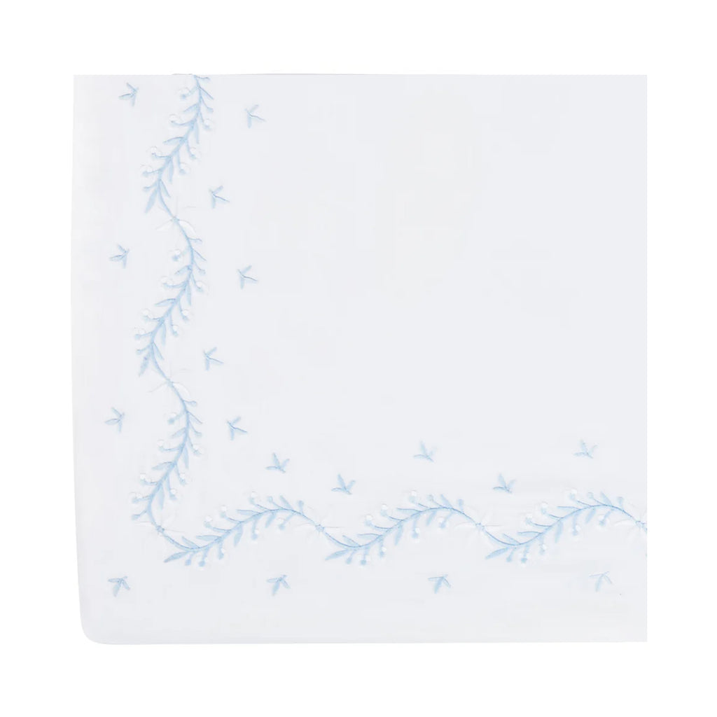 Embroidered Crib Sheet in Sky