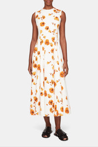 Chelsea Dress In Orange Poppies Bibione Cotton