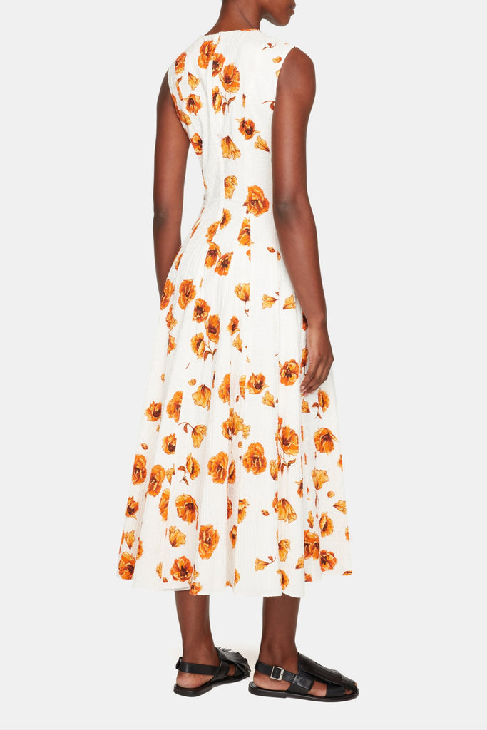 Chelsea Dress In Orange Poppies Bibione Cotton