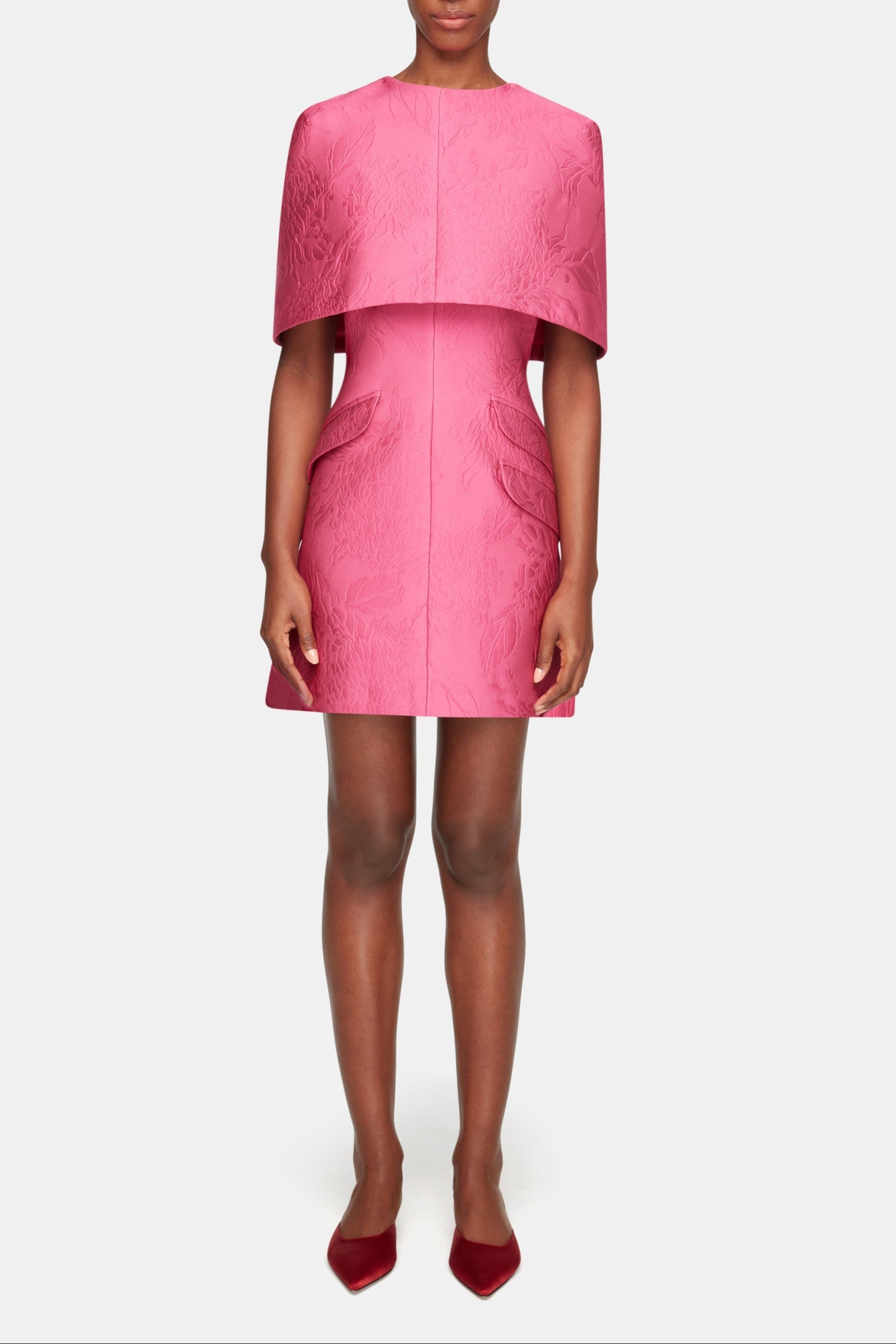 Virginie Cape In Hot Pink Embossed Cloque