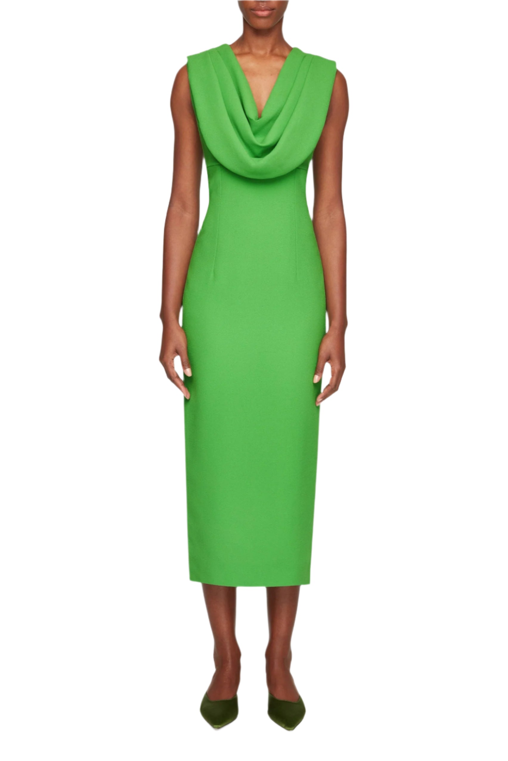 Yuri Dress In Fresh Green Single Wool Crepe