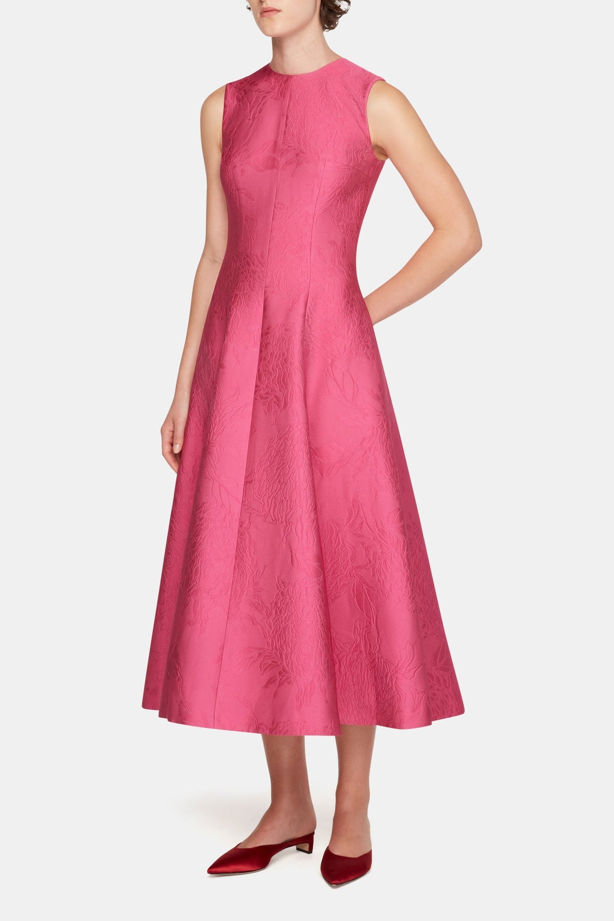Mara Dress In Hot Pink Embossed Cloque