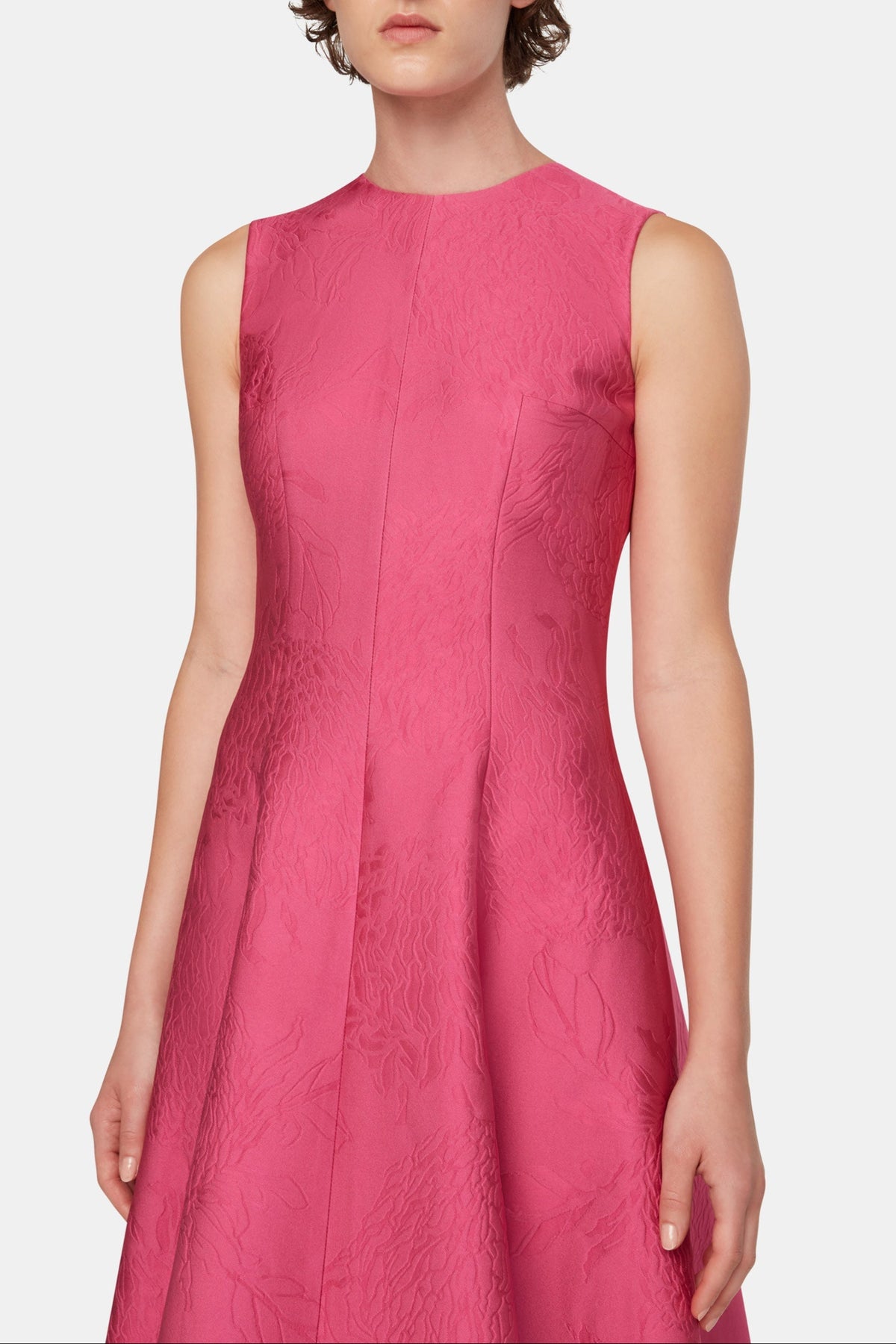 Mara Dress In Hot Pink Embossed Cloque