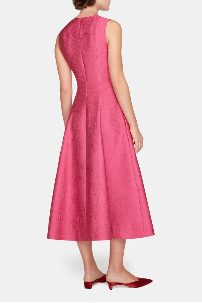 Mara Dress In Hot Pink Embossed Cloque