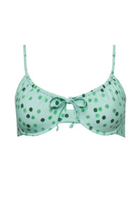 The Emily Top in Green Ikat Dot