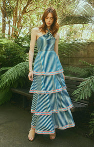 Emma Dress in Navy Stripe