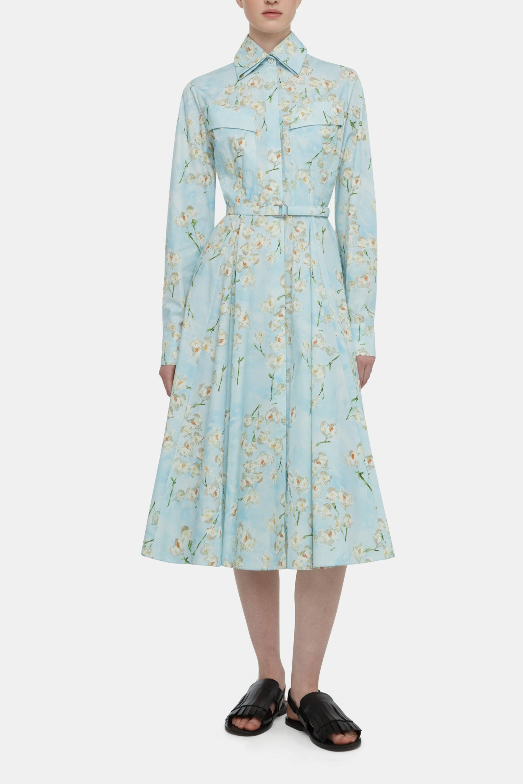 Emmalyna Dress with Little Lillie's on Blue Cotton