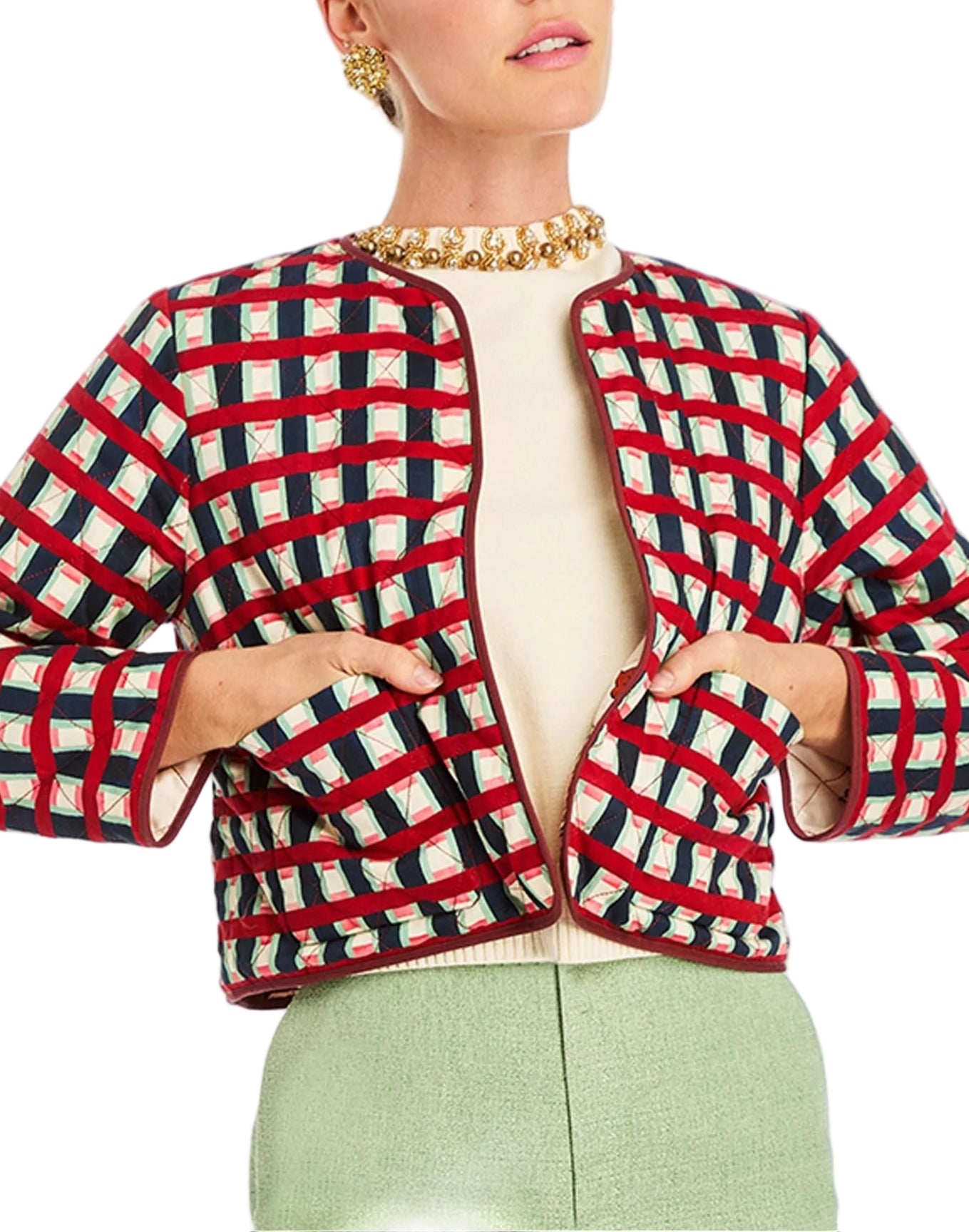 Este Convertible Quilted Jacket in Jardin Gingham