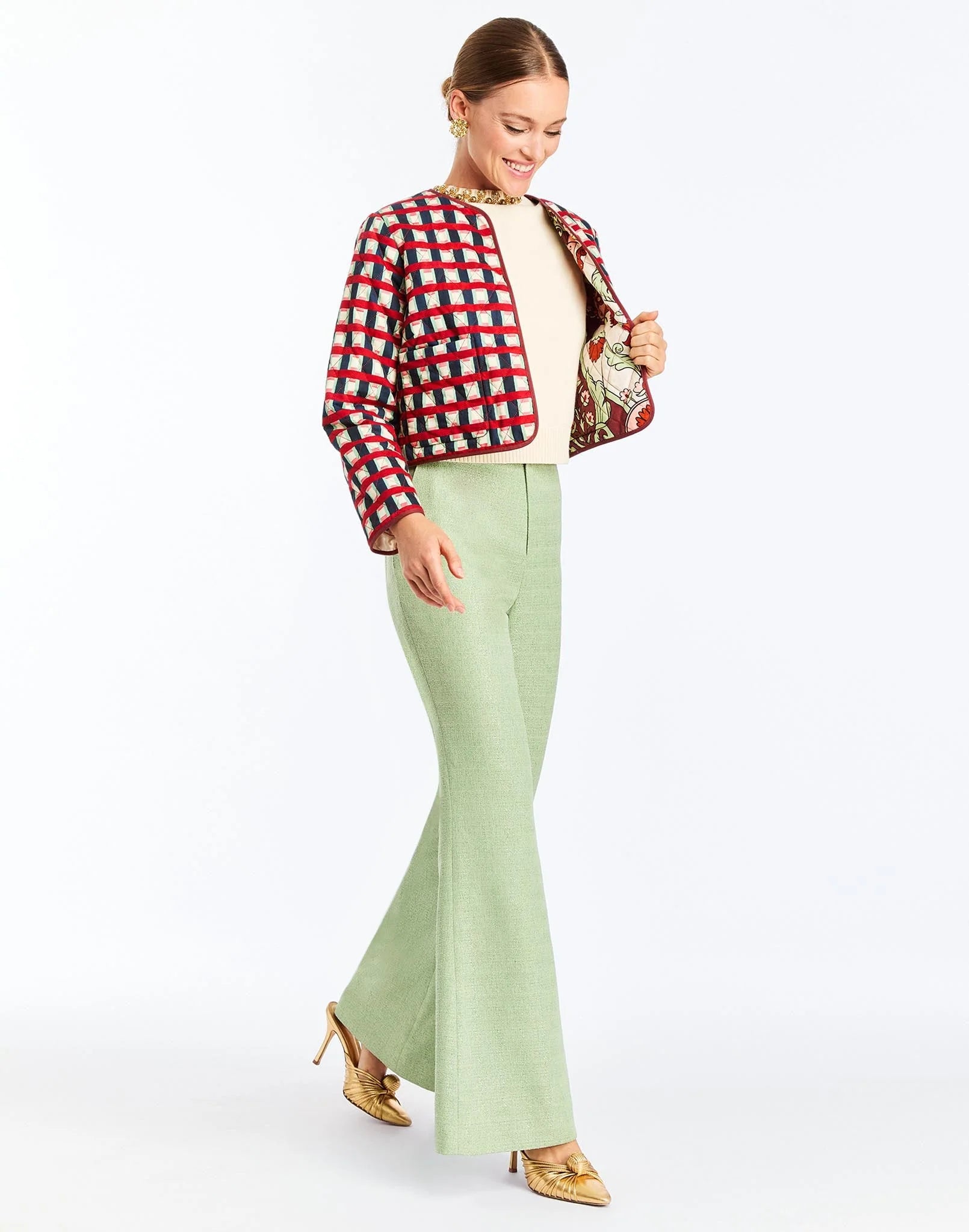 Este Convertible Quilted Jacket in Jardin Gingham