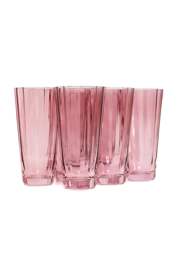 Estelle Colored Sunday High Balls, Set of 6 in Rose