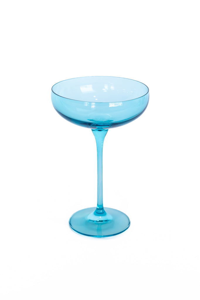 Estelle Colored Champagne Coupe Stemware, Set of 6 in Ocean Blue
