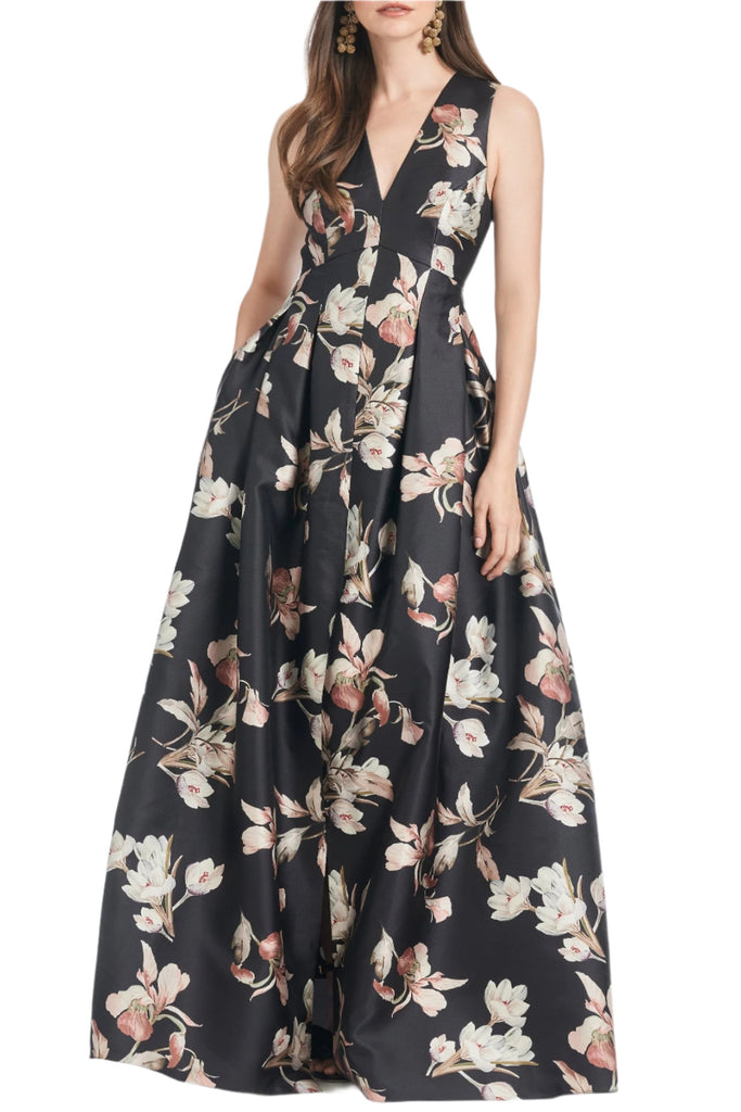 Brooke Gown in Black Venetia Petal