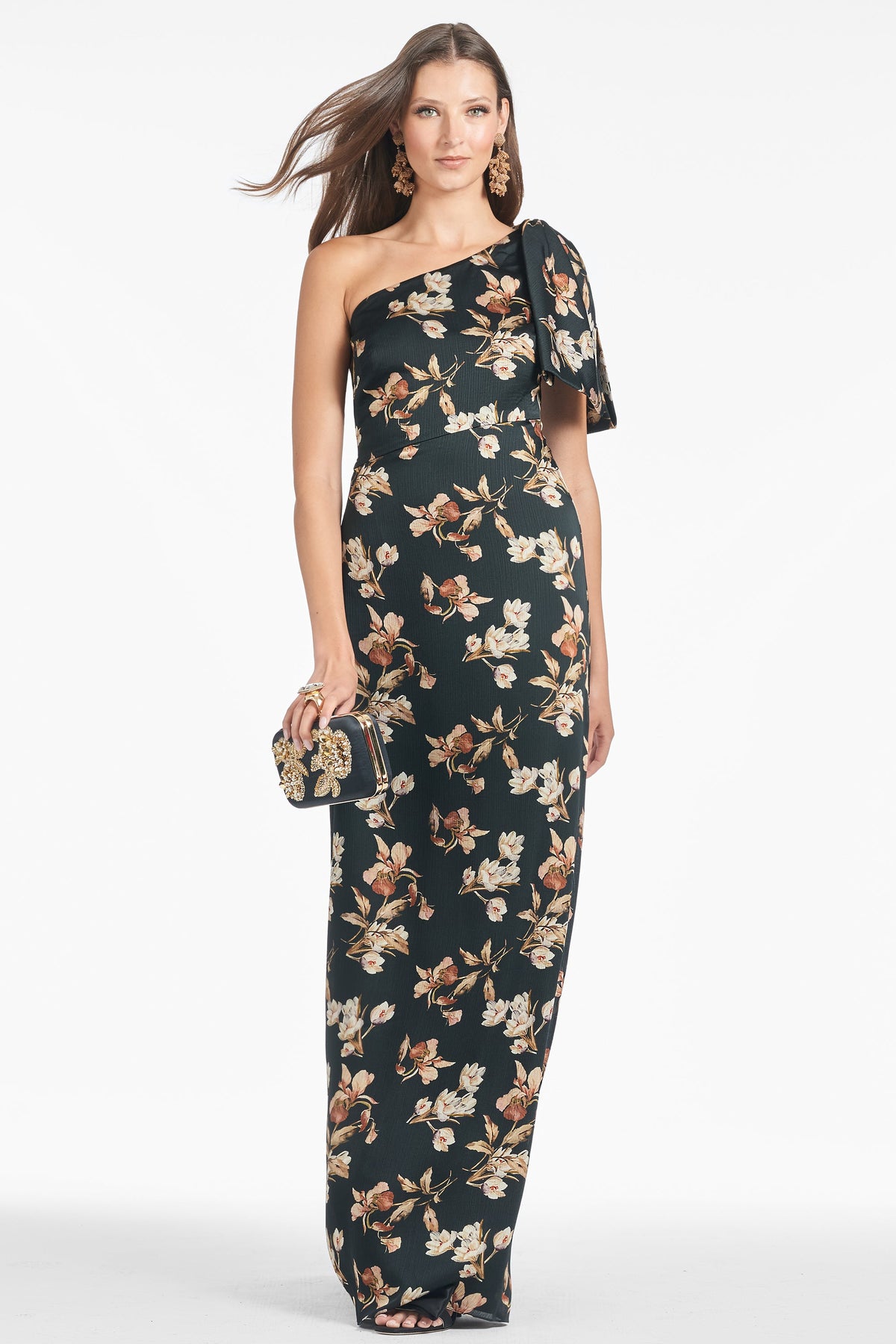 Chelsea Gown in Black Venetia Petal