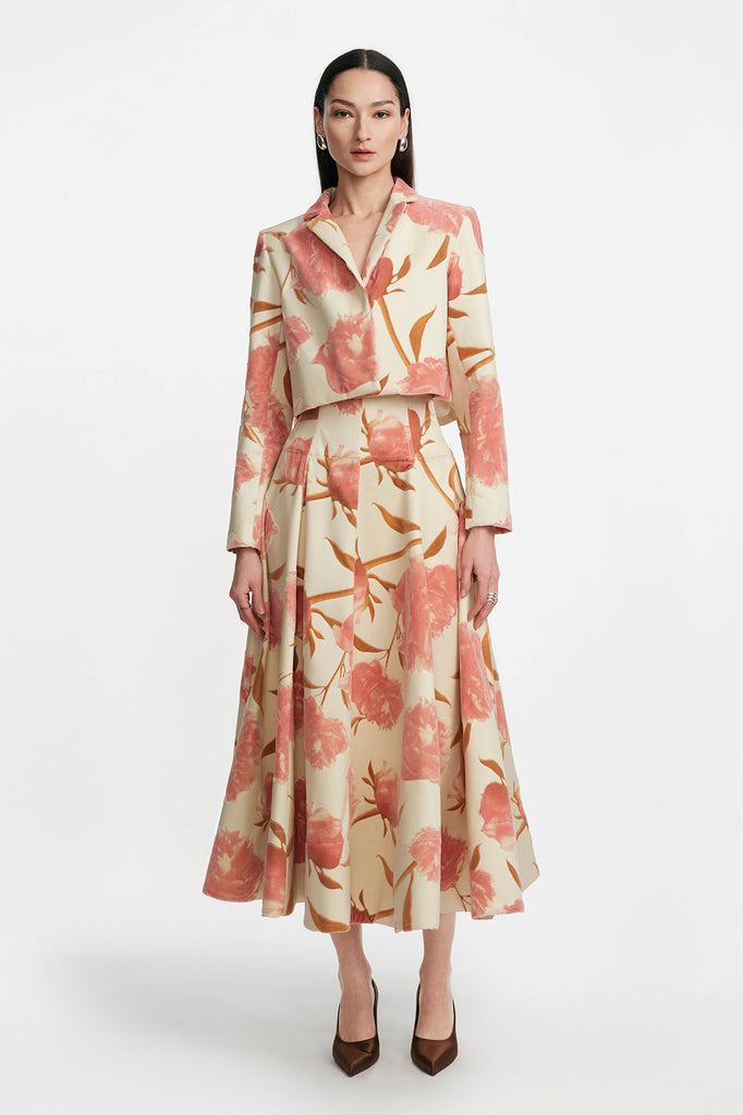 Floral Velvet Parker Skirt in Pink Multi