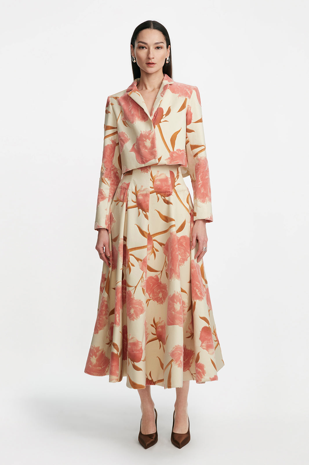 Floral Velvet Parker Skirt in Pink Multi