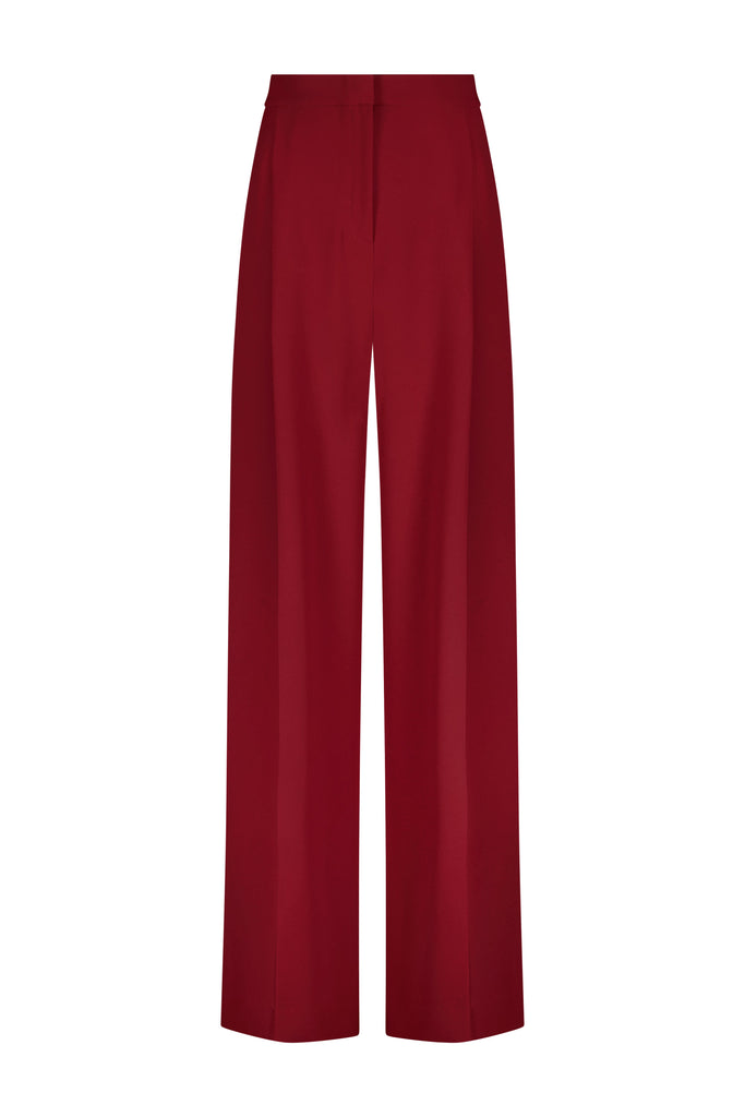 Fluid Crepe Wide Leg Trouser in Wine