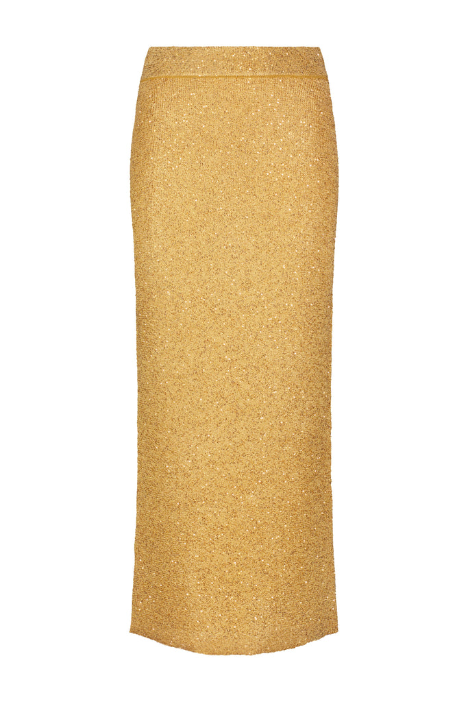 Sequin Knit Pencil Skirt in Sunlight