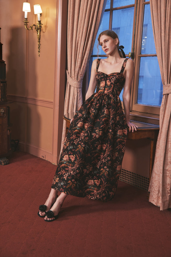 Pheobe Midi Dress in Pindell Black