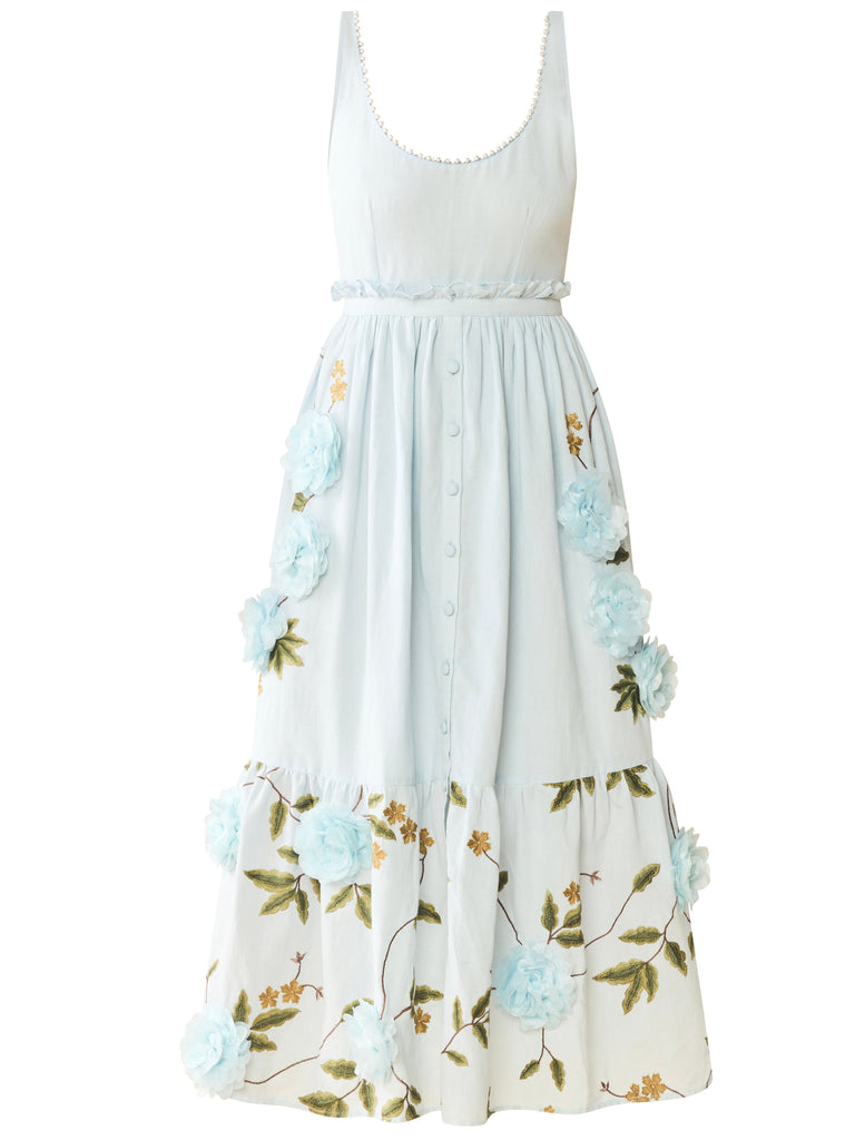 Valeria Dress in Lotus Garden Blue