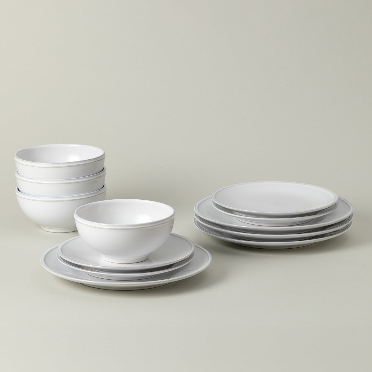 Friso Collection 12-pc Place Setting with Cereal Bowl in White
