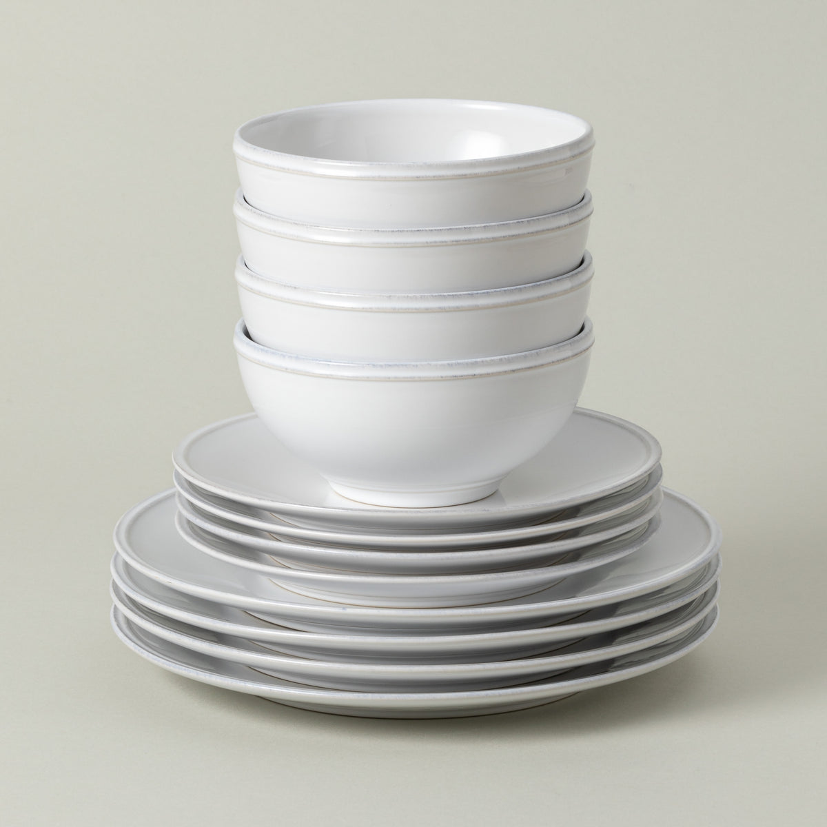 Friso Collection 12-pc Place Setting with Cereal Bowl in White