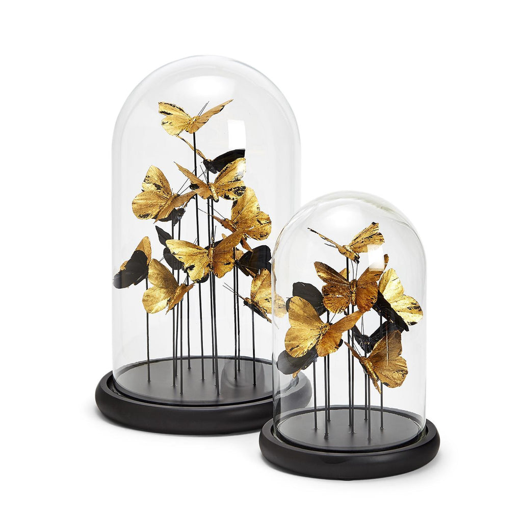 Golden Butterflies in Dome, Set of 2