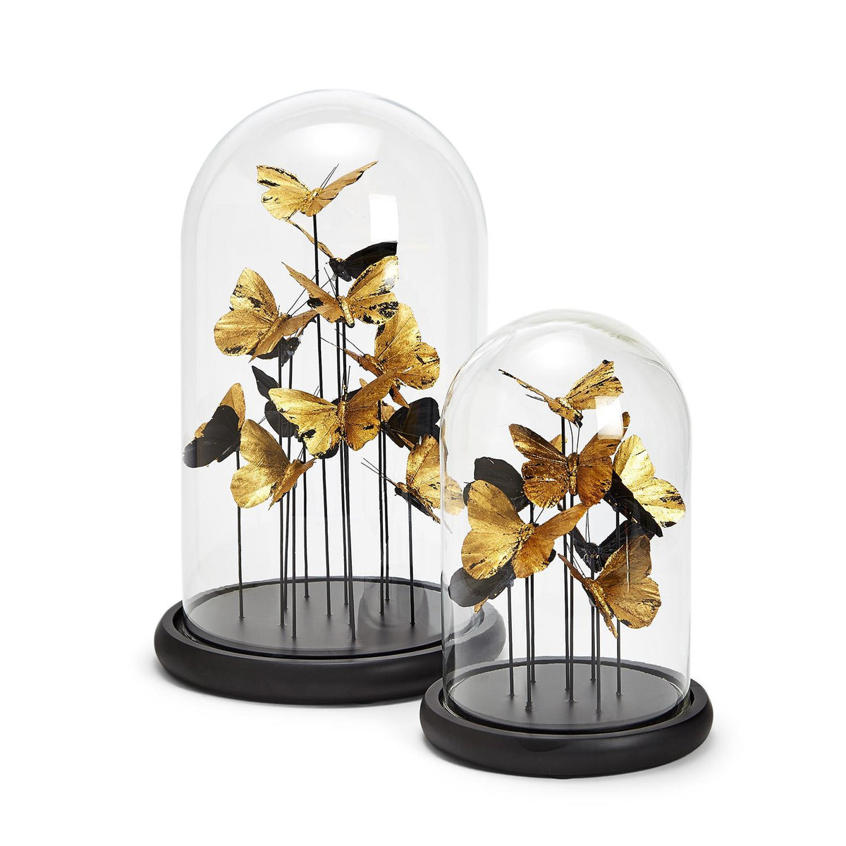 Golden Butterflies in Dome, Set of 2