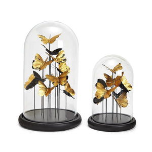 Golden Butterflies in Dome, Set of 2