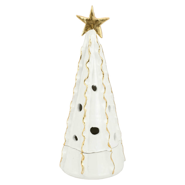 Foresta White Large Tree with Ribbon & Gold Star | Over The Moon