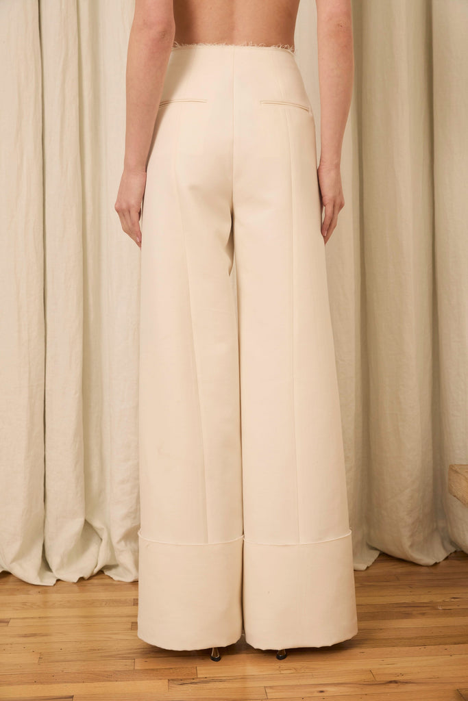 Freya Wide Leg Pant in Wool & Cotton Suiting