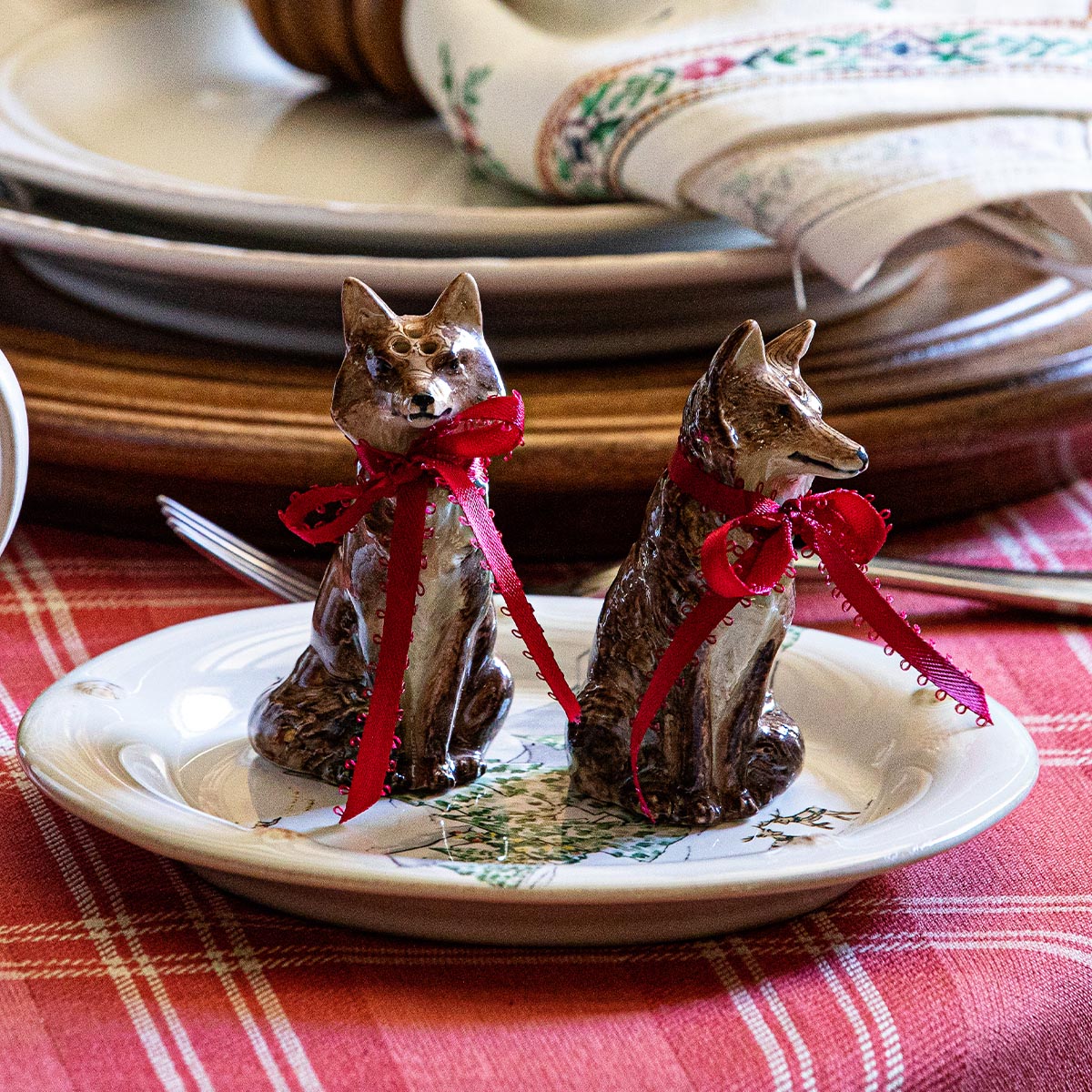 Clever Creatures Fox Salt & Pepper Set in Walnut