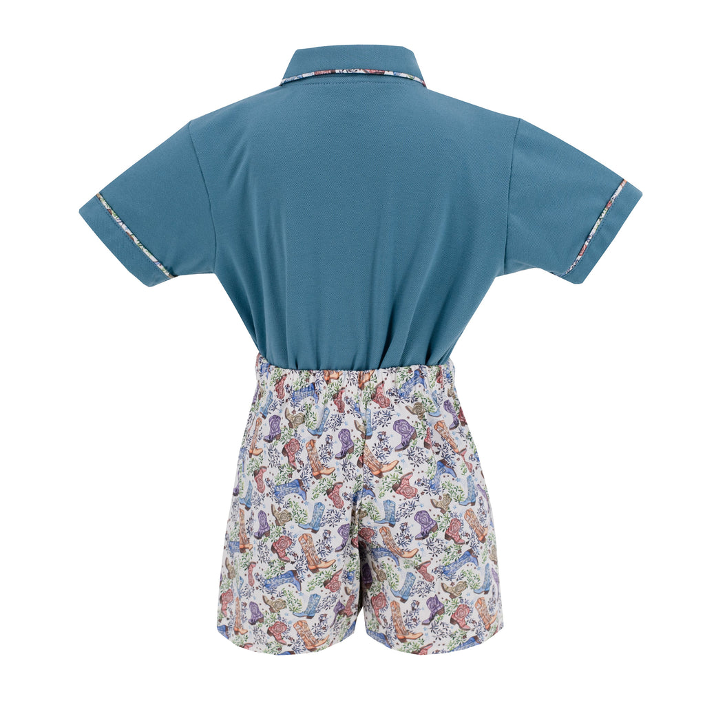 Fields Boy Polo Set in Boots Print