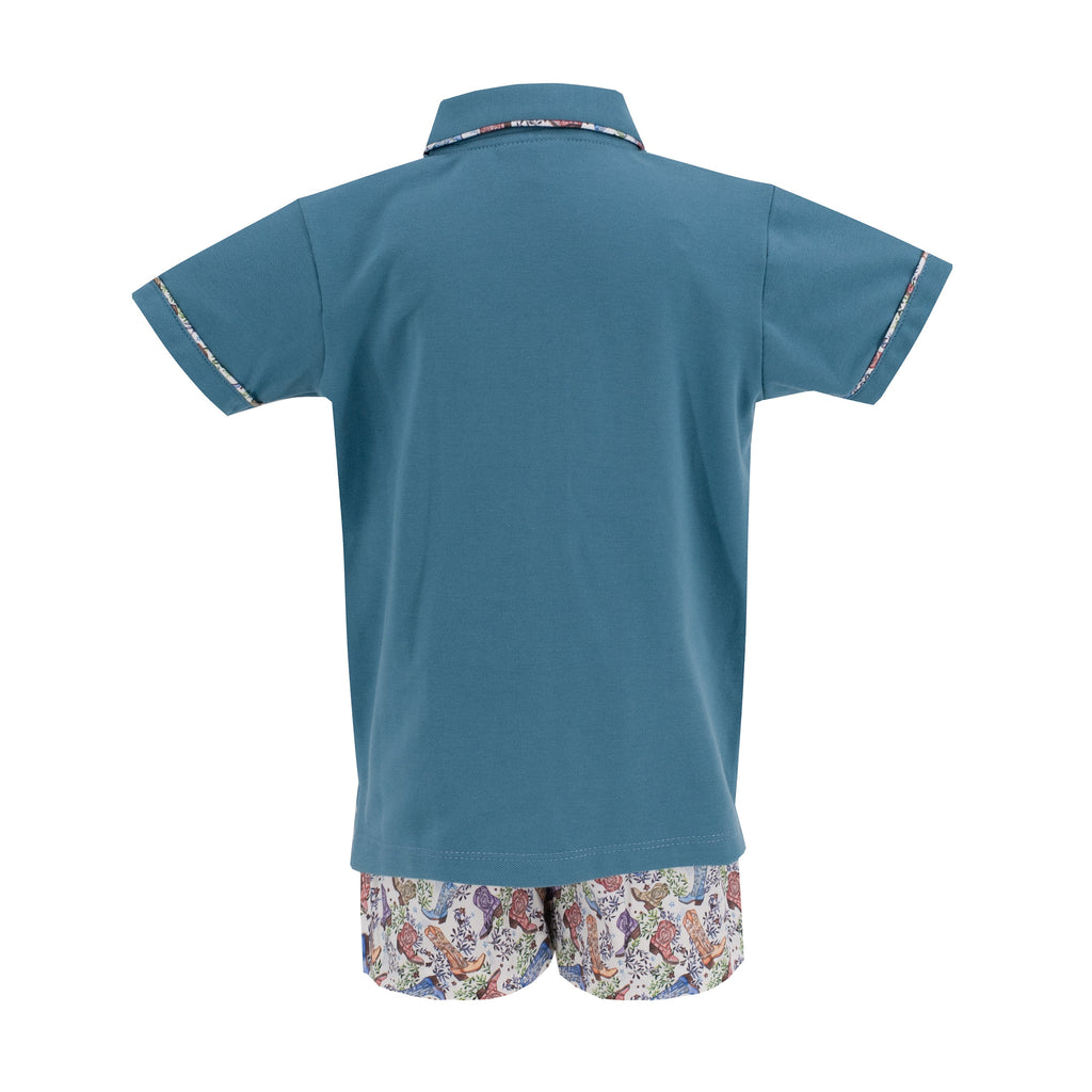 Fields Boy Polo Set in Boots Print