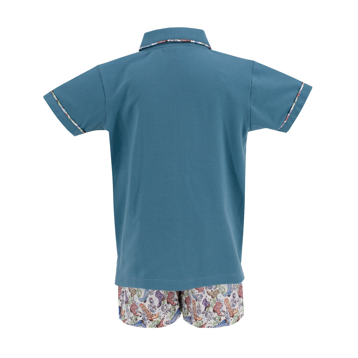 Fields Boy Polo Set in Boots Print