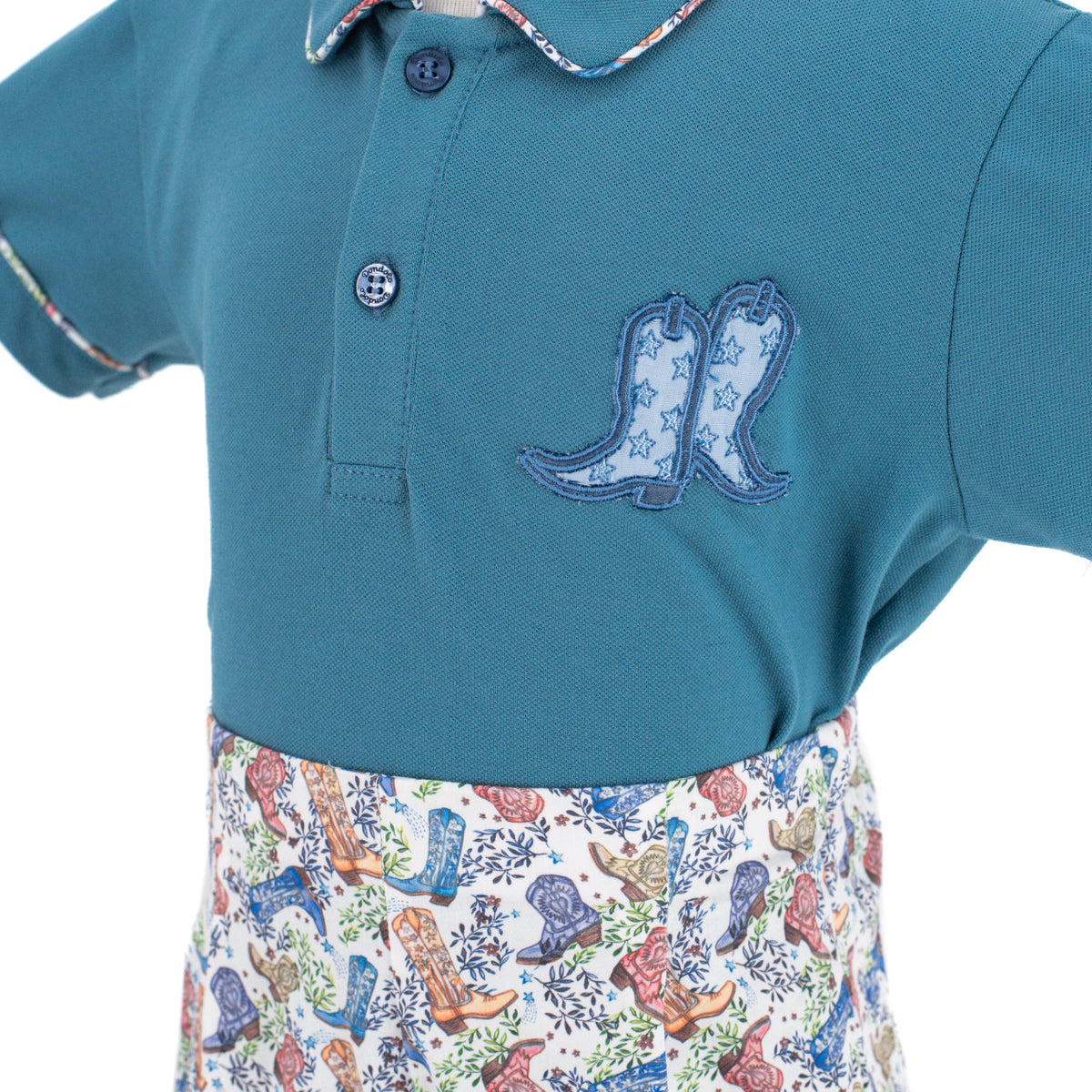 Fields Boy Polo Set in Boots Print